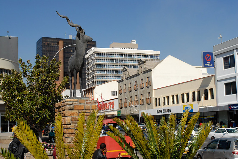 Street scene in the commercial district of Independence Avenue, Windhoek, Namibia. Photo: Philip Schuler / World Bank